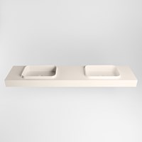 RIDGE Linen Lavabo sospeso à parete solid surface 200cm. Posizione lavabo Doppio.-2