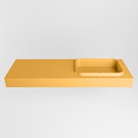 RIDGE Ocher vrijhangende solid surface wastafel 141cm. Positie wasbak rechts.-2