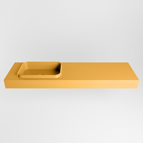 RIDGE Ocher vrijhangende solid surface wastafel 161cm. Positie wasbak links.-2