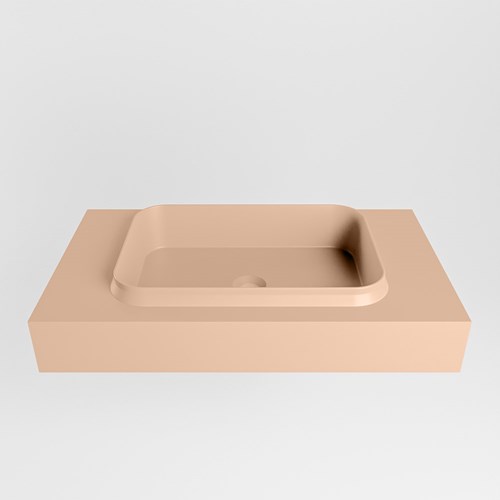 RIDGE Rosee freihängend Waschtisch aus solid surface (mineralwerkstoff) 80cm. Waschbeckenposition Mittig rand 12cm hoch.-2