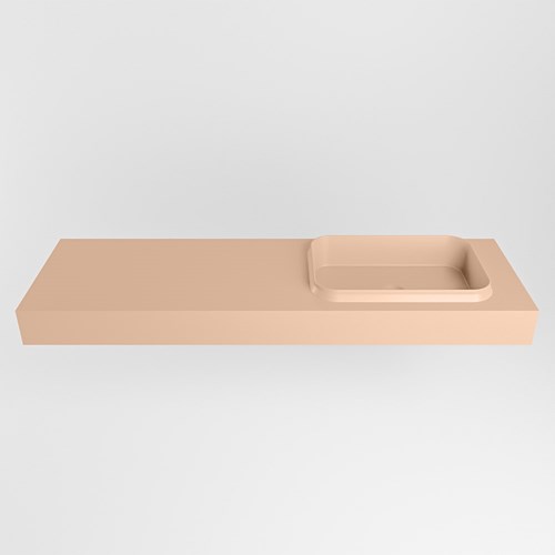 RIDGE Rosee freihängend Waschtisch aus solid surface (mineralwerkstoff) 150cm. Waschbeckenposition Rechts rand 12cm hoch.-2