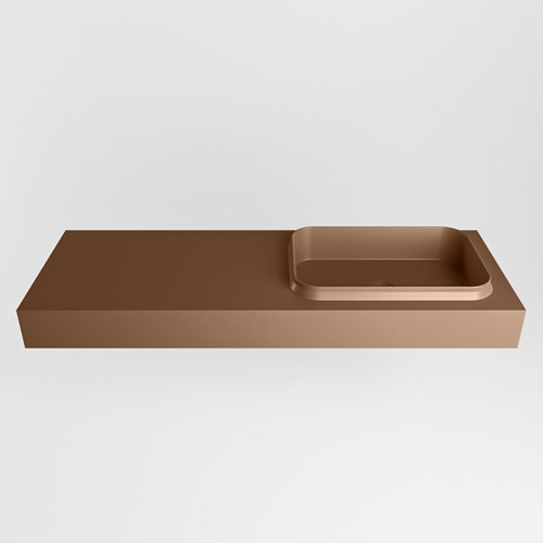 RIDGE Rust Lavabo suspendido de solid surface 131cm. Posición del fregadero Derecho borde de 12cm de alto.-2