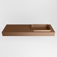 RIDGE Rust Lavabo suspendido de solid surface 141cm. Posición del fregadero Derecho borde de 12cm de alto.-2