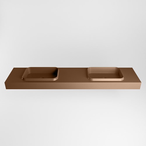 RIDGE Rust Lavabo sospeso à parete solid surface 200cm. Posizione lavabo Doppio.-2