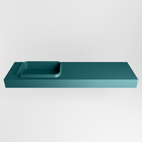 RIDGE Smag freihängend Waschtisch aus solid surface (mineralwerkstoff) 161cm. Waschbeckenposition Links rand 12cm hoch.-2