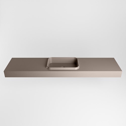 RIDGE Smoke freihängend Waschtisch aus solid surface (mineralwerkstoff) 191cm. Waschbeckenposition Mittig rand 12cm hoch.-2