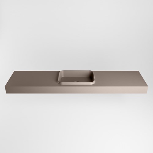 RIDGE Smoke freihängend Waschtisch aus solid surface (mineralwerkstoff) 200cm. Waschbeckenposition Mittig rand 12cm hoch.-2