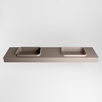 RIDGE Smoke vrijhangende solid surface wastafel 200cm. Positie wasbak dubbel.-2