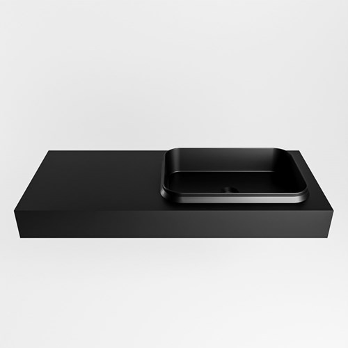 RIDGE Urban freihängend Waschtisch aus solid surface (mineralwerkstoff) 111cm. Waschbeckenposition Rechts rand 12cm hoch.-2