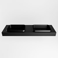 RIDGE Urban freihängend Waschtisch aus solid surface (mineralwerkstoff) 161cm. Waschbeckenposition Doppelt rand 12cm hoch.-2