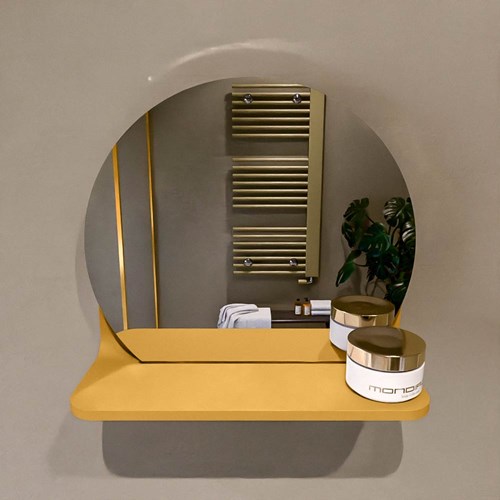 MONDIAZ SPOT miroir rond Ø30cm avec étagère miroir couleur Ocher.-2