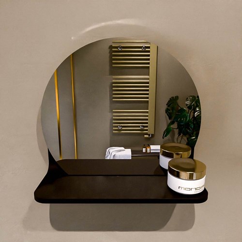 MONDIAZ SPOT mirror round Ø30cm with mirror shelf color Urban.-2
