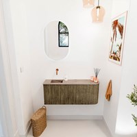 JOYA-DLUX 101,6cm toiletmeubel ronding rechts kleur Dusk. Wastafel FAYE positie Links Zonder kraangat kleur Arena.-2