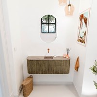 JOYA-DLUX 113,2cm toiletmeubel ronding links + rechts kleur Dusk. Wastafel FAYE positie Midden Zonder kraangat kleur Arena.-2