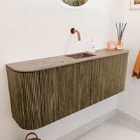 JOYA-DLUX 113,2cm toiletmeubel ronding links + rechts kleur Dusk. Wastafel FAYE positie Midden Zonder kraangat kleur Arena.-3