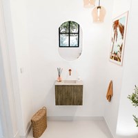 JOYA-DLUX 50cm toiletmeubel kleur Dusk. Wastafel FAYE positie Rechts Zonder kraangat kleur Frappe.-2