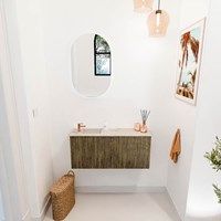 JOYA-DLUX 90cm mobile lavabo colore Dusk. Lavabo FAYE posizione Sinistra 1 foro per rubinetto colore Frappe.-2