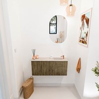 JOYA-DLUX 90cm toiletmeubel kleur Dusk. Wastafel FAYE positie Rechts 1 kraangat kleur Frappe.-2