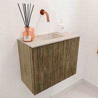 JOYA-DLUX 50cm toiletmeubel kleur Dusk. Wastafel FAYE positie Midden Zonder kraangat kleur Frappe.-3