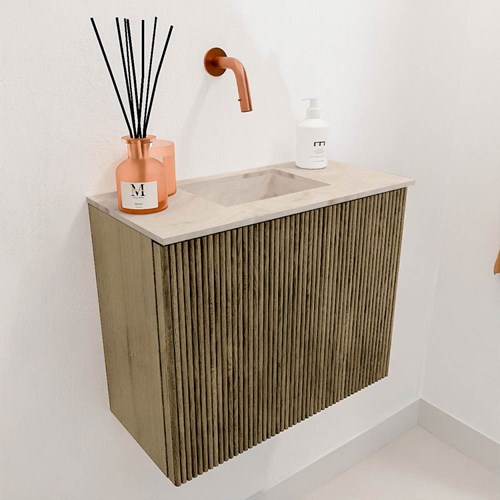 JOYA-DLUX 50cm toiletmeubel kleur Dusk. Wastafel FAYE positie Midden Zonder kraangat kleur Frappe.-3