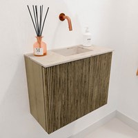 JOYA-DLUX 50cm toiletmeubel kleur Dusk. Wastafel FAYE positie Rechts Zonder kraangat kleur Frappe.-3