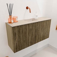 JOYA-DLUX 80cm mobile lavabo colore Dusk. Lavabo FAYE posizione Centro senza foro per il rubinetto colore Frappe.-3