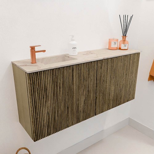 JOYA-DLUX 90cm mobile lavabo colore Dusk. Lavabo FAYE posizione Sinistra 1 foro per rubinetto colore Frappe.-3
