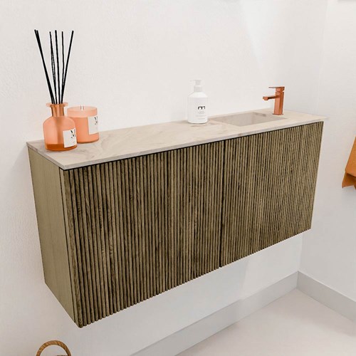 JOYA-DLUX 90cm toiletmeubel kleur Dusk. Wastafel FAYE positie Rechts 1 kraangat kleur Frappe.-3