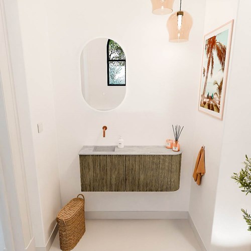JOYA-DLUX 101,6cm toiletmeubel ronding rechts kleur Dusk. Wastafel FAYE positie Links Zonder kraangat kleur Glace.-2