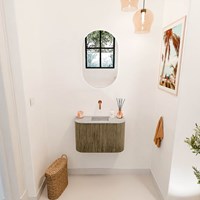 JOYA-DLUX 63,2cm mobile lavabo colore curva sinistra + destra Dusk. Lavabo FAYE posizione Centro senza foro per il rubinetto colore Glace.-2