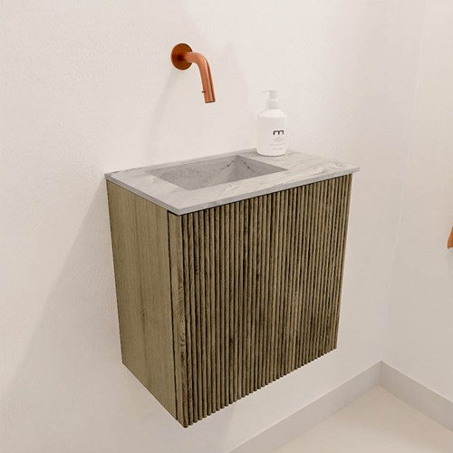 JOYA-DLUX 40cm cloakroom vanity set color Dusk. Vanity top FAYE position Left without tab hole color Glace.-3