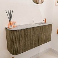 JOYA-DLUX 91,6cm toiletmeubel ronding links kleur Dusk. Wastafel FAYE positie Rechts 1 kraangat kleur Glace.-3