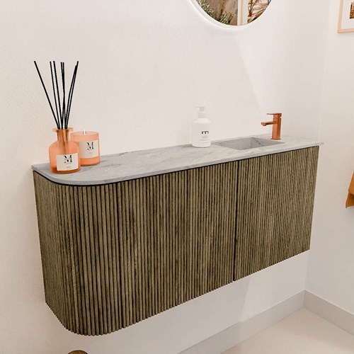 JOYA-DLUX 91,6cm toiletmeubel ronding links kleur Dusk. Wastafel FAYE positie Rechts 1 kraangat kleur Glace.-3