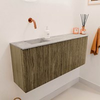 JOYA-DLUX 101,6cm toiletmeubel ronding rechts kleur Dusk. Wastafel FAYE positie Links Zonder kraangat kleur Glace.-3