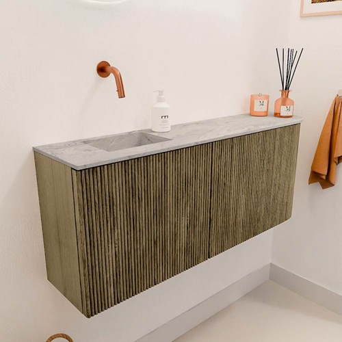 JOYA-DLUX 101,6cm toiletmeubel ronding rechts kleur Dusk. Wastafel FAYE positie Links Zonder kraangat kleur Glace.-3