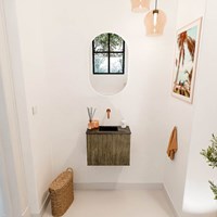 JOYA-DLUX 50cm cloakroom vanity set color Dusk. Vanity top FAYE position Center without tab hole color Lava.-2