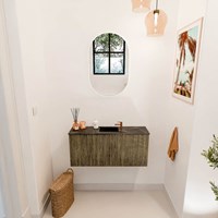 JOYA-DLUX 90cm mobile lavabo colore Dusk. Lavabo FAYE posizione Centro 1 foro per rubinetto colore Lava.-2
