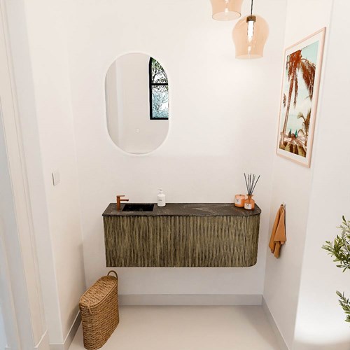 JOYA-DLUX 111,6cm toiletmeubel ronding rechts kleur Dusk. Wastafel FAYE positie Links 1 kraangat kleur Lava.-2