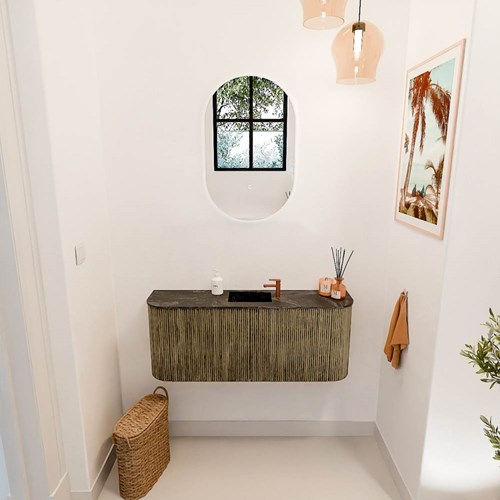 JOYA-DLUX 103,2cm mobile lavabo colore curva sinistra + destra Dusk. Lavabo FAYE posizione Centro 1 foro per rubinetto colore Lava.-2