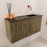 JOYA-DLUX 80cm cloakroom vanity set color Dusk. Vanity top FAYE position Right without tab hole color Lava.-3