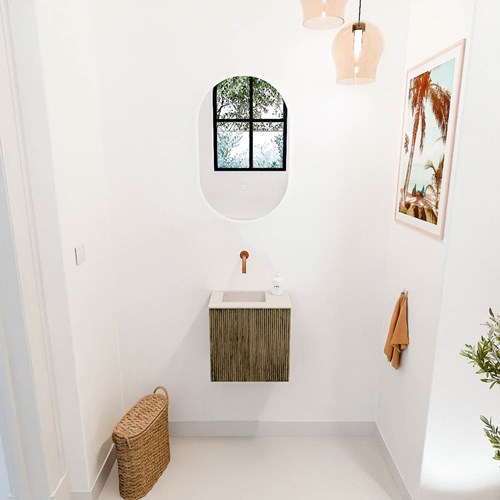 JOYA-DLUX 40cm toiletmeubel kleur Dusk. Wastafel FAYE positie Links Zonder kraangat kleur Meli.-2