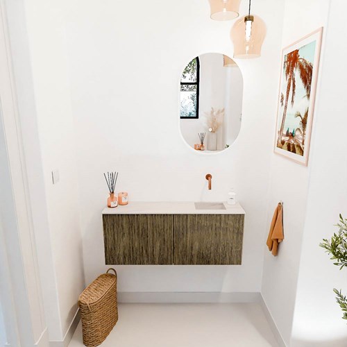 JOYA-DLUX 100cm WC-möbel farbe Dusk. Einbauwaschbecken FAYE position Rechts kein hahnloch farbe Meli.-2