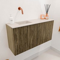 JOYA-DLUX 80cm mueble fondo reducido color Dusk. Lavabo FAYE posición Izquierda sin orificio color Meli.-3