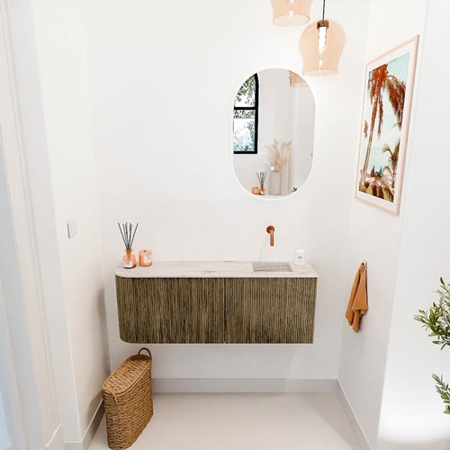 JOYA-DLUX 111,6cm toiletmeubel ronding links kleur Dusk. Wastafel FAYE positie Rechts Zonder kraangat kleur Nata.-2