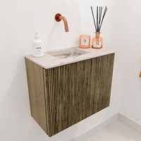 JOYA-DLUX 50cm meuble lave-main couleur Dusk. Lavabo FAYE position Gauche sans trou pour robinet couleur Nata.-3