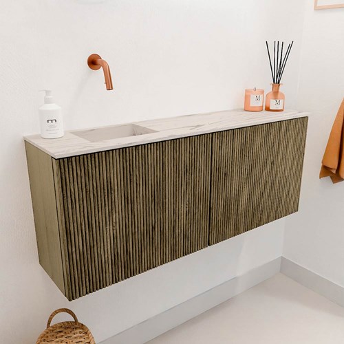 JOYA-DLUX 100cm toiletmeubel kleur Dusk. Wastafel FAYE positie Links Zonder kraangat kleur Nata.-3