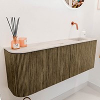 JOYA-DLUX 111,6cm toiletmeubel ronding links kleur Dusk. Wastafel FAYE positie Rechts Zonder kraangat kleur Nata.-3