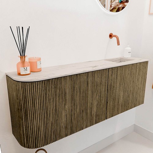 JOYA-DLUX 111,6cm toiletmeubel ronding links kleur Dusk. Wastafel FAYE positie Rechts Zonder kraangat kleur Nata.-3