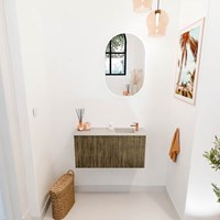 JOYA-DLUX 80cm mueble fondo reducido color Dusk. Lavabo FAYE posición Derecho 1 orificio color Opalo.-2