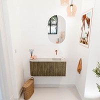 JOYA-DLUX 91,6cm meuble lave-main courbe gauche couleur Dusk. Lavabo FAYE position Droite sans trou pour robinet couleur Opalo.-2